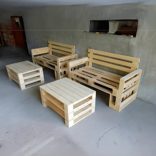 2-SEATER DOUBLE LAYER PALLET SOFA WITH CENTRE TABLE - PTS015