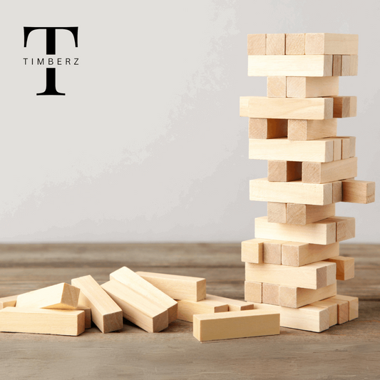 48 Pcs Wooden Building Blocks Puzzle | Pine Wood Wooden Blocks Stacking Game Maths, Tumbling Tower 48 Pcs Game for Adults & Kids.