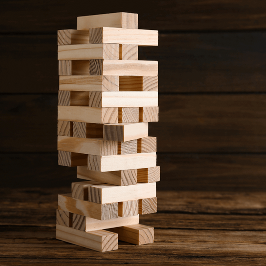 48 Pcs Wooden Building Blocks Puzzle | Pine Wood Wooden Blocks Stacking Game Maths, Tumbling Tower 48 Pcs Game for Adults & Kids.