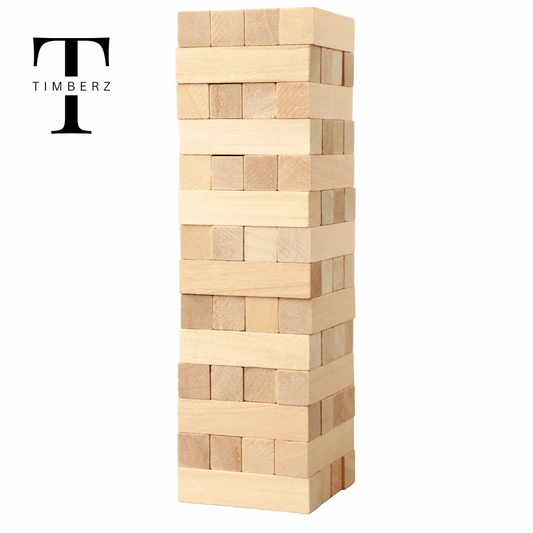 48 Pcs Wooden Building Blocks Puzzle | Pine Wood Wooden Blocks Stacking Game Maths, Tumbling Tower 48 Pcs Game for Adults & Kids.