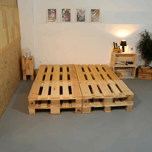 QUEEN SIZE DOUBLE LAYER PALLET BED WITHOUT HEAD REST - PTB006
