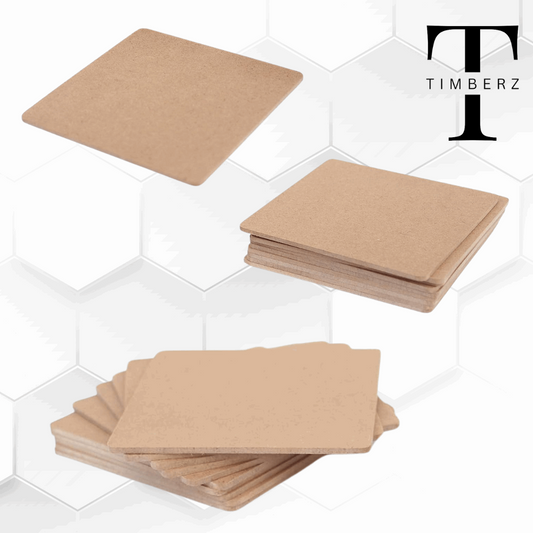 50 Pieces 3 Inches Unfinished MDF Wooden Pieces Square Blank Round Corners | MDF Sheets for DIY Arts Craft Project, Square Shape Blank Pieces