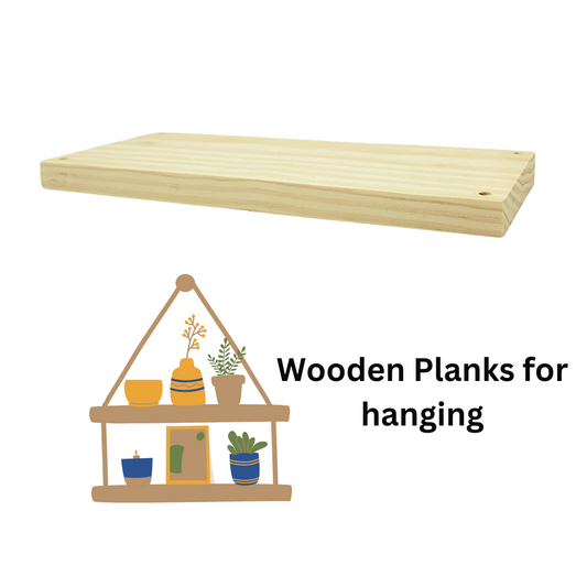 Pinewood Plank With Hanging Holes | Rectangular Wooden Plank for Crafting & DIY | Solid and Natural PineWood Wooden Plank Pack of 4Pcs - PalleTrendz