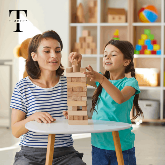 48 Pcs Wooden Building Blocks Puzzle | Pine Wood Wooden Blocks Stacking Game Maths, Tumbling Tower 48 Pcs Game for Adults & Kids.