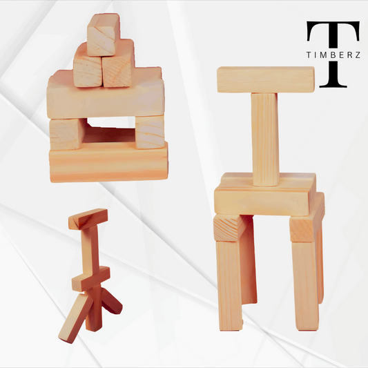 48 Pcs Wooden Building Blocks Puzzle | Pine Wood Wooden Blocks Stacking Game Maths, Tumbling Tower 48 Pcs Game for Adults & Kids.