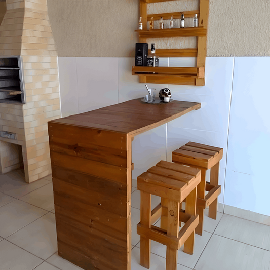 Pallet Bar Counter with wall support - PTBRC001