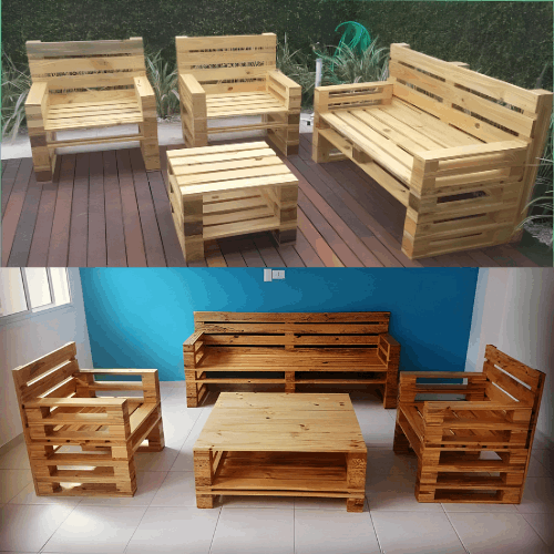 2+1+1-SEATER DOUBLE LAYER PALLET SOFA WITH CENTRE TABLE - PTS008
