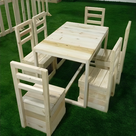Kids dining table with stools for playschool  - PTDS006