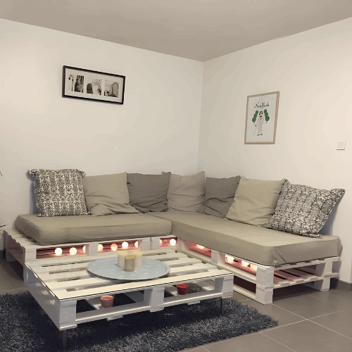 L TYPE SECTIONAL PALLET SOFA WITH CENTRE TABLE - PTS001