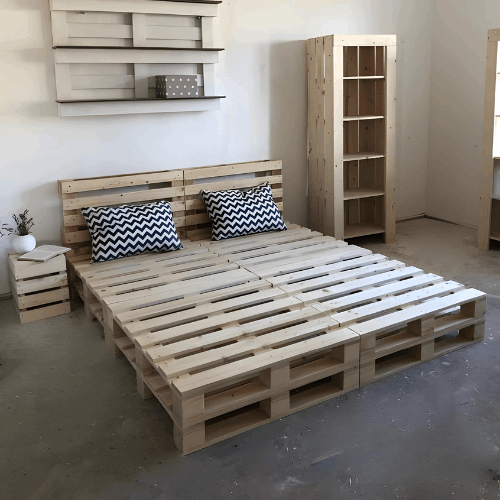 KING SIZE PALLET BED WITH SIDE TABLE - PTB009