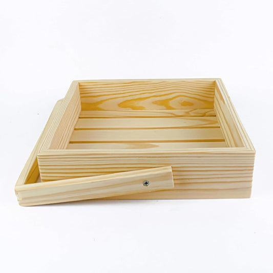 Pine Wood Gifting Basket With Wooden Handle, Fancy Handmade Basket (Square Basket)