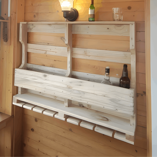 Pallet Wine Wall Mounted with single shelf - PTWM002