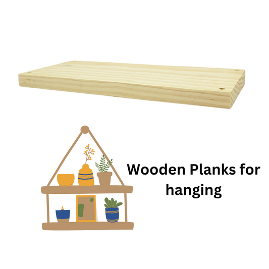 Pinewood Plank With Hanging Holes | Rectangular Wooden Plank for Crafting & DIY | Solid and Natural PineWood Wooden Plank Pack of 4Pcs