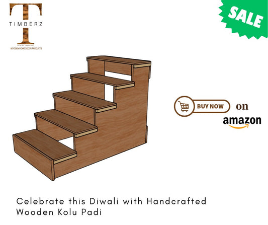 Timberz 5 Steps Wooden Navaratri Kolu Padi | Golu Stand for Bommala Koluvu