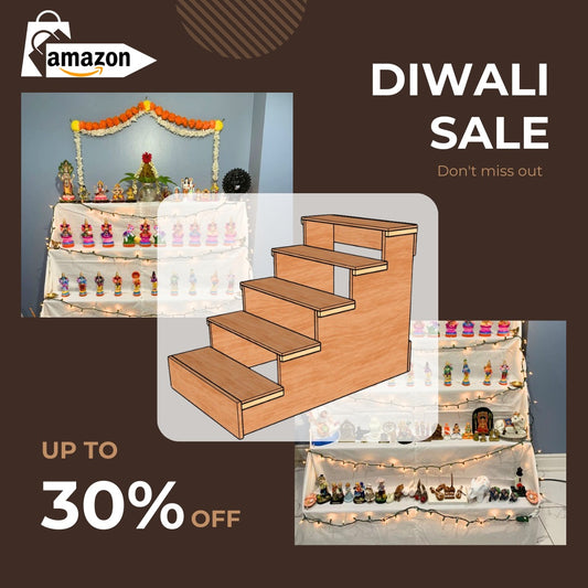 Timberz 5 Steps Wooden Navaratri Kolu Padi | Golu Stand for Bommala Koluvu